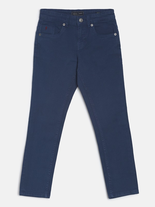 Boys Blue Mid-Rise Regular Fit Denim Trousers